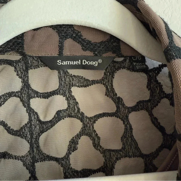 Samuel Dong Women’s Lace Textured Collared Button Down Long Sleeve w/Camisole L - Picture 11 of 14